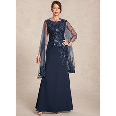 Robe sirène avec broderie en crêpe stretch