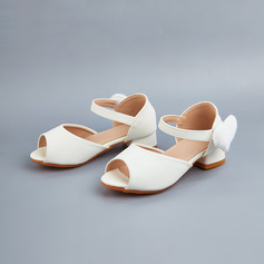 Girl's Flower Girl Shoes Wedding Party Bowknot Faux Leather Peep Toe Low Heel Shoes 