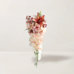 Artificial flores de casamento cascata flor de seda orchids buquês de noiva
