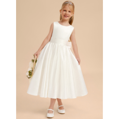 A-line Bow Detachable Satin Dress