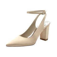 Женский Свадебная обувь Satin блочный каблук Point Toe Свадебные Каблуки Обувь подружки невесты элегантный просто свадьба Работа обувь 