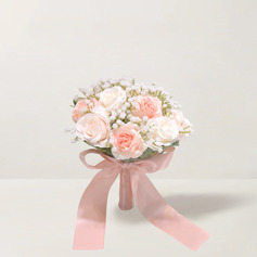 Artificiell Brudbuketter Bukett Form Silke tyg Rosorna Brud Buketter 