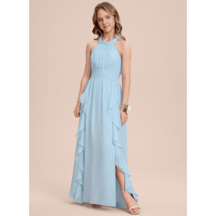 Jurk a-lijn-jurk van de chiffon met cascading ruches