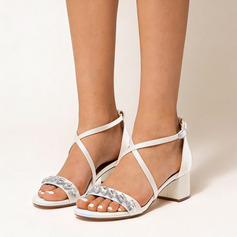 Dla kobiet Obuwie Ślubne Satyna Obcas Slupek Open Toe Sandały ślubne Elegancki Stras/ Krysztal Górski Ślub obuwie