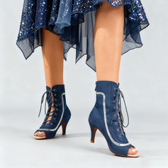 Bottines de danse femmes dentelle talon haut tissu intérieur chaussures de danse 