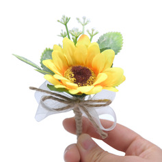 1 PC Artificial Wedding Flowers Silk Cloth Sunflower Boutonniere 