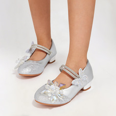 Flicka Prinsesskor Wedding Kristall fuskläder Rund tå Låg Klack skor