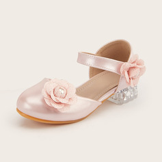 Girl's Flower Girl Shoes Wedding Party Flower Faux Leather Round Toe Low Heel Shoes 