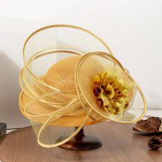 Women's Wide Brim Flower Twist Bow Faux Sinamay Wedding Kentucky Derby Church Hats 