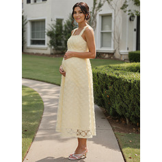 A-line Square Ankle-Length Maternity Dresses With Bow (329425589)