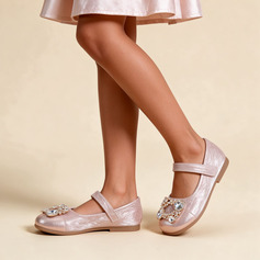 Dziewczyny Buty Flower Girl Ślub Stras/ Krysztal Górski Skóra z mikrofibry Okrągły palec u nogi Płaski Obcas obuwie