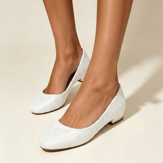 Mujer zapatos de novia encaje tacón bajo puntera redonda zapatos planos de novia simple boda zapatos