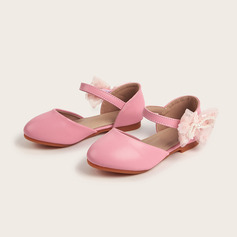 Girl's Flower Girl Shoes Party Bowknot Faux Leather Round Toe Low Heel Shoes 