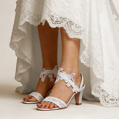 Damen Brautschuhe Satin High-Heels Offene Schuhspitze Brautsandalen Brautschuhe Boho Elegant Hochzeit Schuhe 