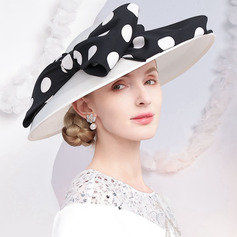 Women's Wide Brim Polka Dot Bow Kentucky Derby Church Hats