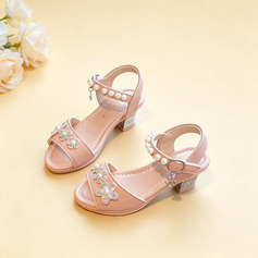 Girl's Flower Girl Shoes Party & Evening Applique Microfiber Leather Open Toe Low Heel Shoes