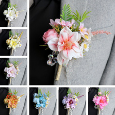 Artificial flores de casamento flor de seda lírio alfinete de lapela