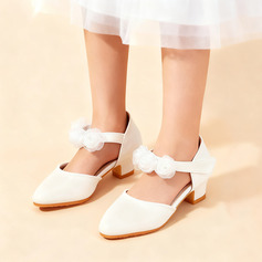 Girl's Flower Girl Shoes Wedding Flower Faux Leather Closed Toe Low Heel Shoes 