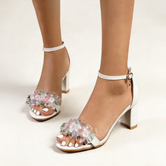 Dla kobiet Obuwie Ślubne Sztuczna skóra blokowa pięta Open Toe Sandały ślubne Elegancki Kryształ Ślub obuwie