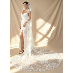 Lace Cut Edge Single Tier Bridal Cathedral Length 118" Wedding Veils