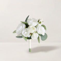 Artificial Wedding Flowers Round Silk Cloth Roses Bridesmaid Bouquets 