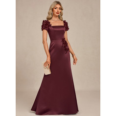 3D Floral Satin Maxi Dress
