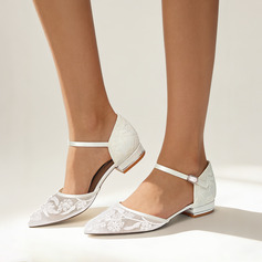 Dla kobiet Obuwie Ślubne Koronka Płaski Obcas Point Toe Mieszkania ślubne Elegancki Ślub obuwie