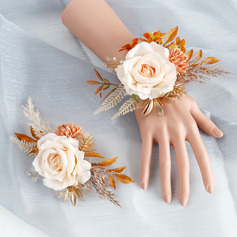 Keinotekoinen hääkukat silkki kukka ruusut boutonniere ranne kukkakimppu 