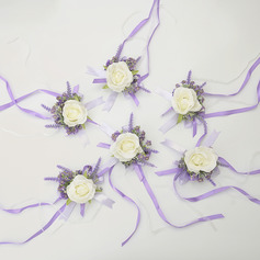 6 kpl keinotekoinen hääkukat silkki laventeli ruusut vauvan hengitys ranne kukkakimppu 