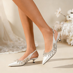 Dla kobiet Obuwie Ślubne Satyna Szpilki Point Toe Obcasy ślubne Elegancki Stras/ Krysztal Górski Ślub obuwie