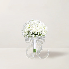 Artificial flores de casamento buquê forma cetim hortênsias buquês de noiva