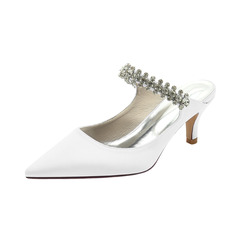Женский Свадебная обувь Satin Высокий каблук Point Toe Свадебные сандалии Свадебная обувь горный хрусталь элегантный свадьба обувь 