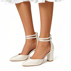 Dla kobiet Obuwie Ślubne Satyna blokowa pięta Point Toe Obcasy ślubne Elegancki Ślub obuwie