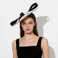 Women's Elegant Summer Bow Straw Kentucky Derby Saucer & Disc Hats With Headband