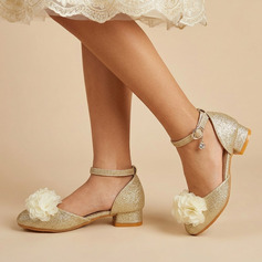 Bambina scarpe flower girl cosplay strass similpelle punta tonda tacco spesso scarpe