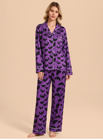 Halloween Bat Printed Pajamas Set