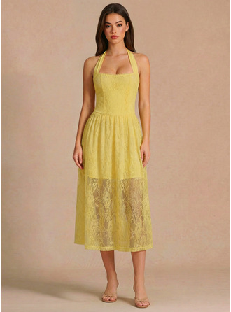 Decote quadrado sem mangas flores vestido