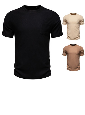 Kurzärmlige T-Shirts Klassische Art Herren Modern 95 % Polyester + 5 % Elasthan Rundhalsausschnitt Herren-T-Shirts 