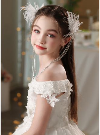 Perlen Strass Kunstfedern Blumenmädchen Kopfbedeckungen (Set von 2) 