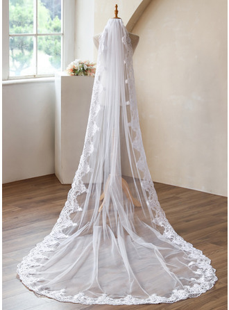 Spitze Schnittkante Einstufig Hochzeit Kathedralenschleier 300 cm Mantilla Brautschleier 