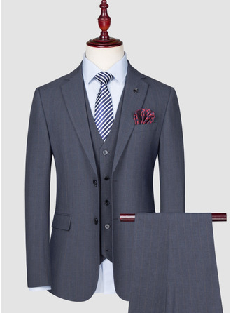 Striped 3 Piece Single Breasted Men's Casual Suit 