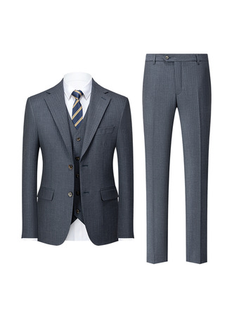 Striped 3 Piece Single Breasted Men's Wedding Suit 