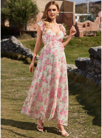 Abito premaman maxi con stampa floreale in chiffon