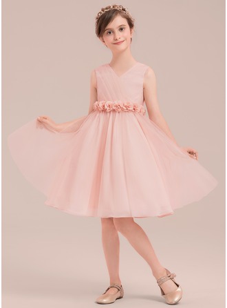 a line princess knee length flower girl dress