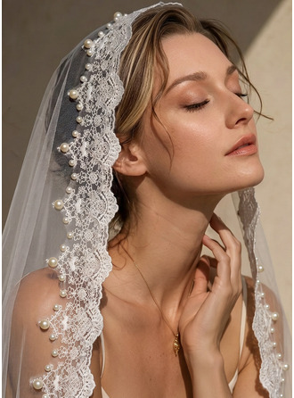 Pearl pitsiaplikointi reuna yksitasoinen mantilja valssin pituus 150 cm häät veil