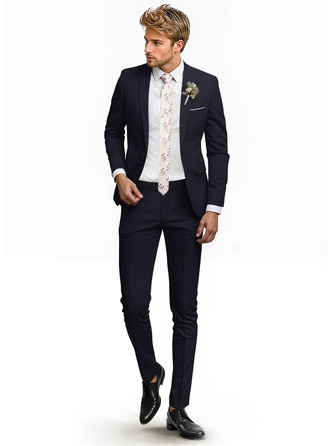 Solid Color 2 Piece Single Breasted Men's Wedding Suit 