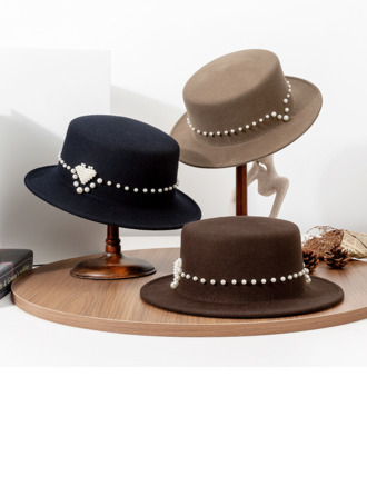 Flachrand Winter Perlenstickerei Wollen besondere Anlässe Hochzeitshüte 