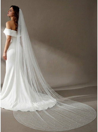 Pearl Pencil Edge Single Tier Bridal Cathedral Length 118" Wedding Veils