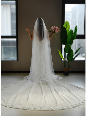 Perlen Schnittkante Einstufig Hochzeit Kathedralenschleier 300 cm Brautschleier 