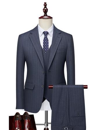 Striped 3 Piece Single Breasted Men's Casual Suit 
